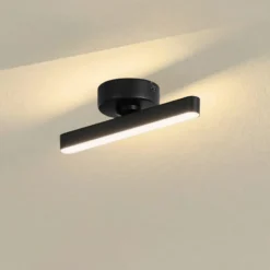 Plafón LED Lindby Eldrin, 1 luz, negro, tira de luz