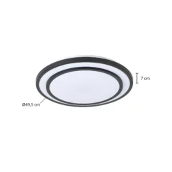 Plafón LED Lindby Essina, negro, metal, CCT, atenuable.