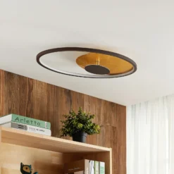 Plafón LED Lindby Feival, 61 cm, óxido/oro, atenuable