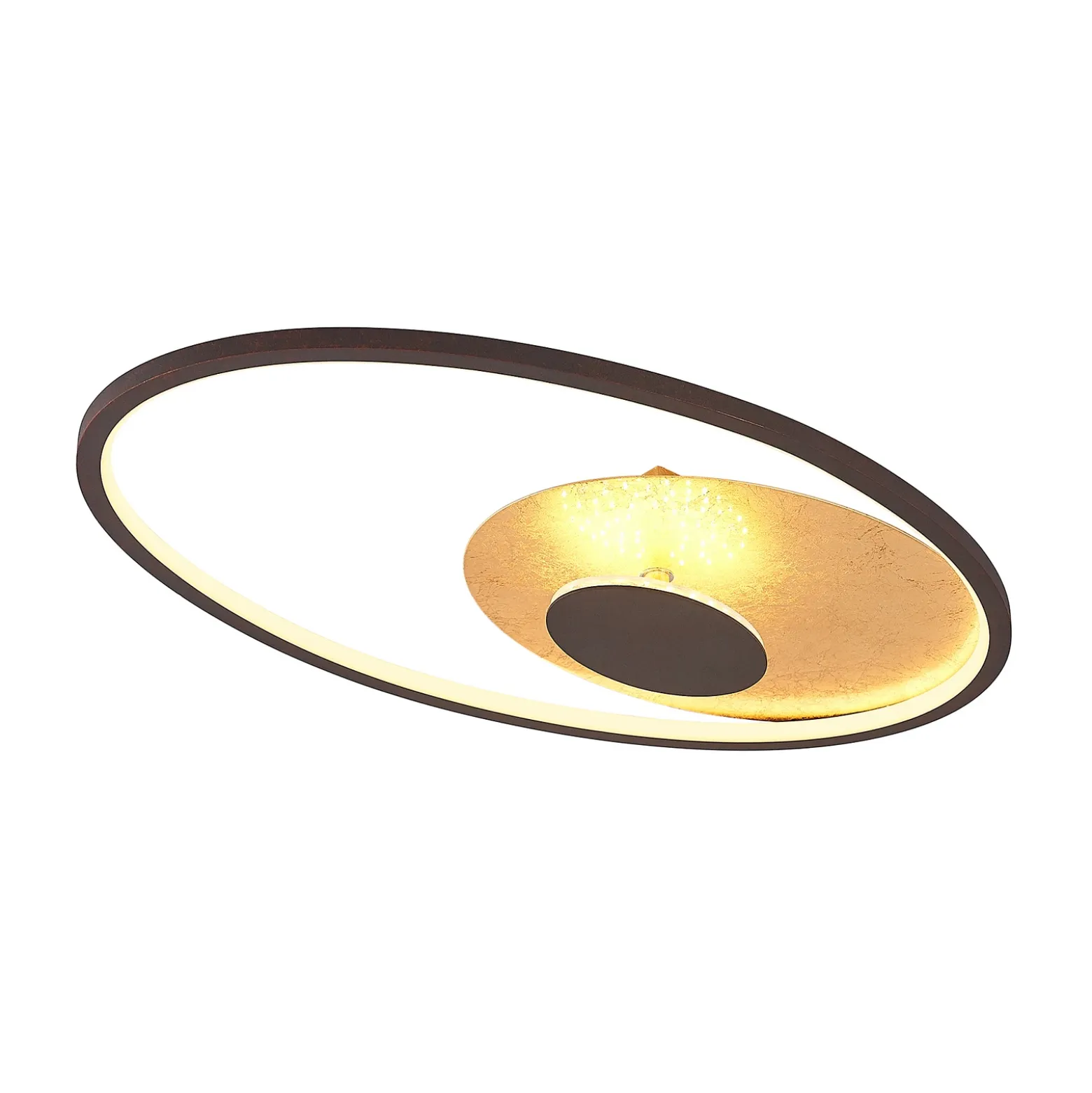 Plafón LED Lindby Feival, 61 cm, óxido/oro, atenuable