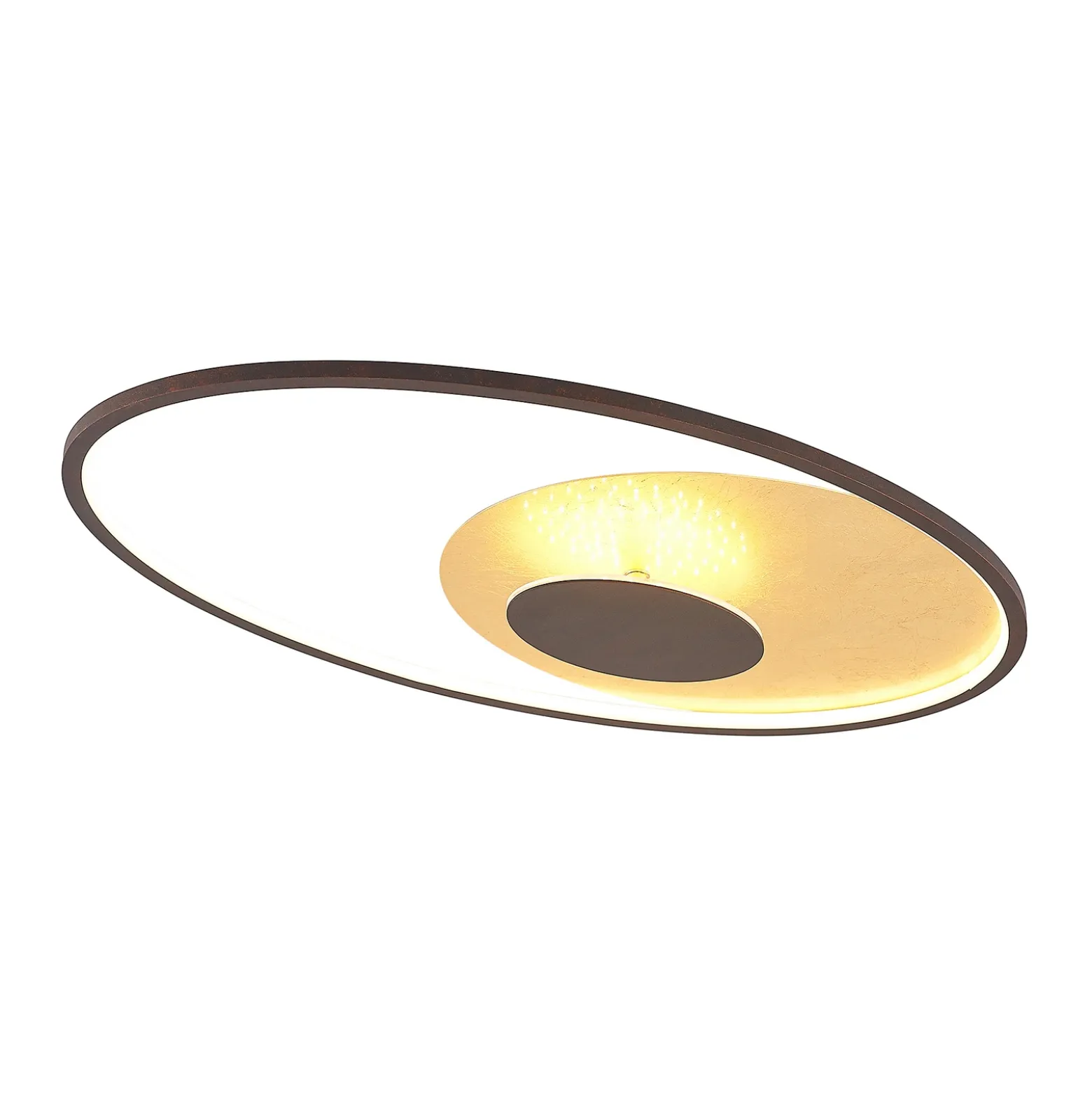 Plafón LED Lindby Feival, 73 cm, óxido/oro, atenuable