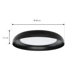 Plafón LED Lindby «Florie», negro, de metal, Ø 40 cm