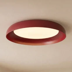 Plafón LED Lindby «Florie», rojo, de metal, Ø 40 cm