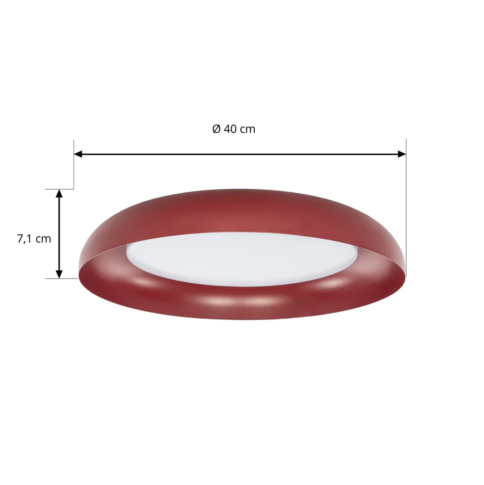 Plafón LED Lindby «Florie», rojo, de metal, Ø 40 cm