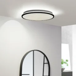 Plafón LED Lindby Glane, Ø 38 cm, negro/blanco, IP44