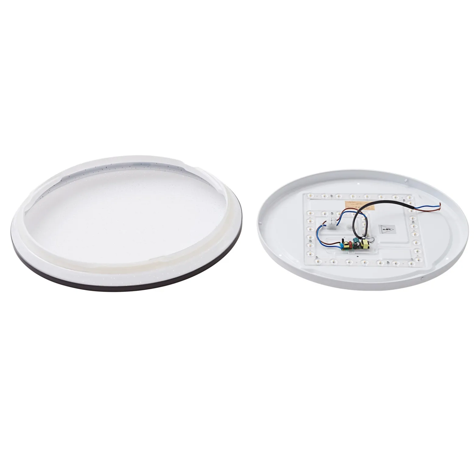 Plafón LED Lindby Glane, Ø 38 cm, negro/blanco, IP44