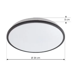 Plafón LED Lindby Glane, Ø 38 cm, negro/blanco, IP44