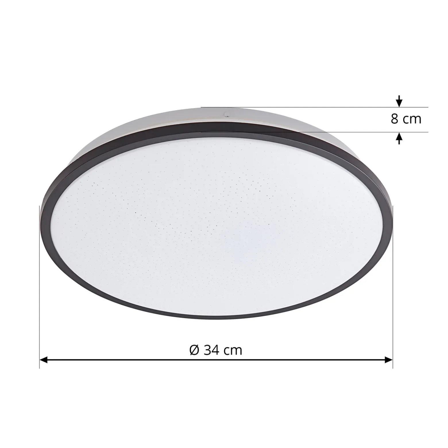 Plafón LED Lindby Glane, Ø 38 cm, negro/blanco, IP44