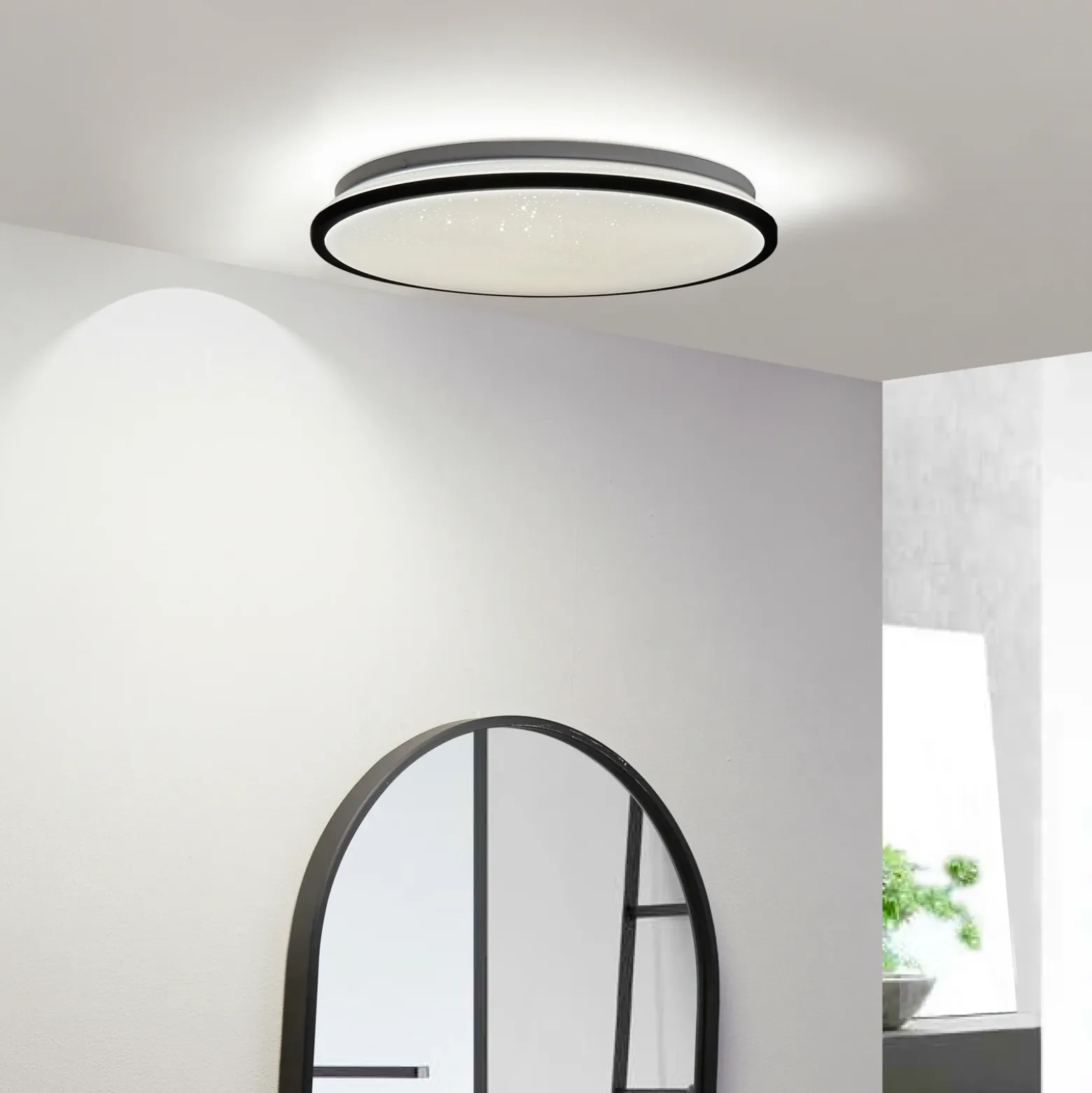 Plafón LED Lindby Glane, Ø 38 cm, negro/blanco, IP44