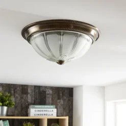 Plafón LED Lindby Henja, latón envejecido, Ø 32 cm, atenuable