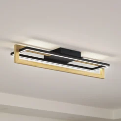 Plafón LED Lindby Holamu, 80 cm, madera