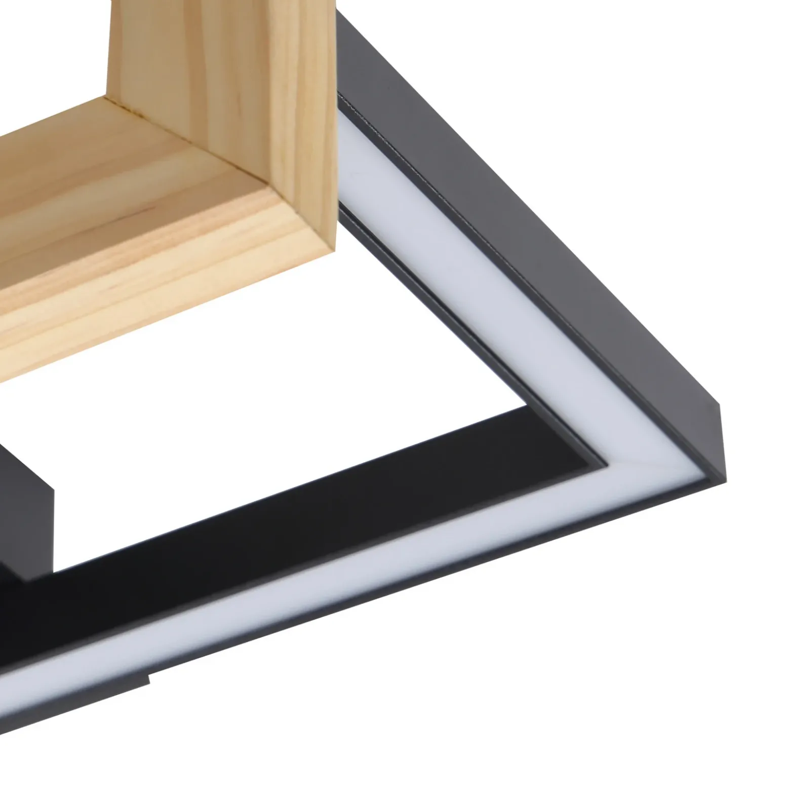 Plafón LED Lindby Holamu, 46cm, negro, madera, metal