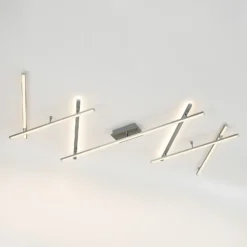 Plafón LED Lindby Kerem, 345 cm, color níquel, metal