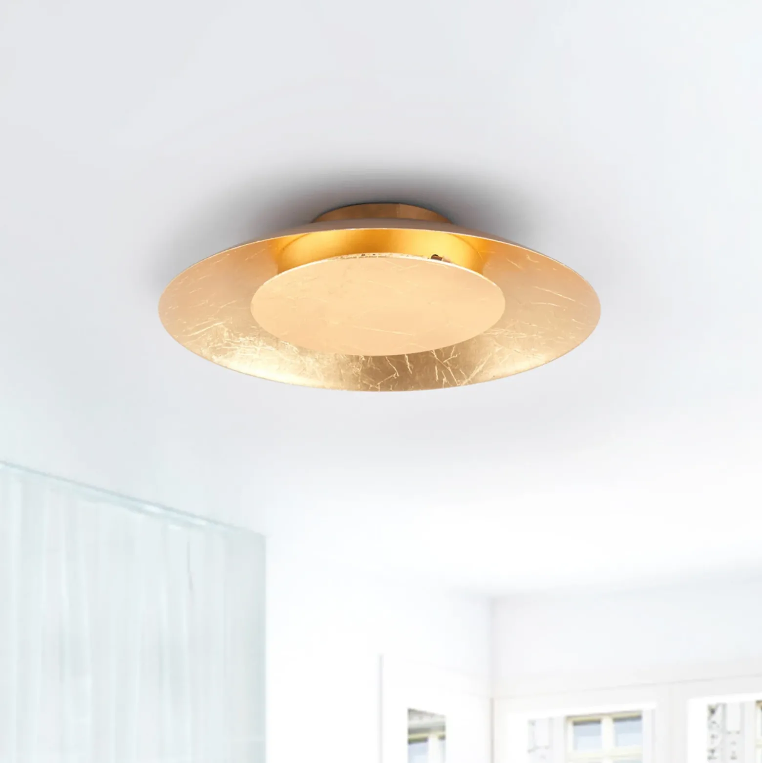 Plafón LED Lindby Keti, Ø 35 cm, dorado, redondo, metal