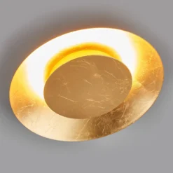 Plafón LED Lindby Keti, Ø 35 cm, dorado, redondo, metal