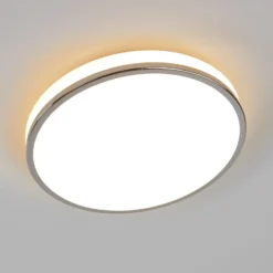 Plafón LED Lindby Lyss, Ø 34 cm, color cromado, IP44