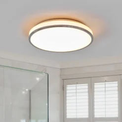 Plafón LED Lindby Lyss, Ø 40 cm, color cromado, IP44