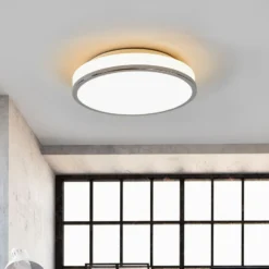 Plafón LED Lindby Lyss, Ø 28 cm, color cromado, IP44