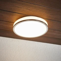 Plafón LED Lindby Lyss, Ø 28 cm, color cromado, IP44
