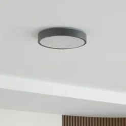 Plafón LED Lindby Manala, gris hormigón, RGB, CCT, control remoto