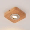 Plafón LED Lindby Mikari, 14 cm, madera, orientable