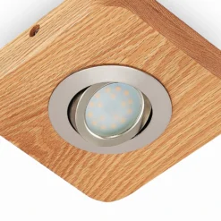 Plafón LED Lindby Mikari, 14 cm, madera, orientable