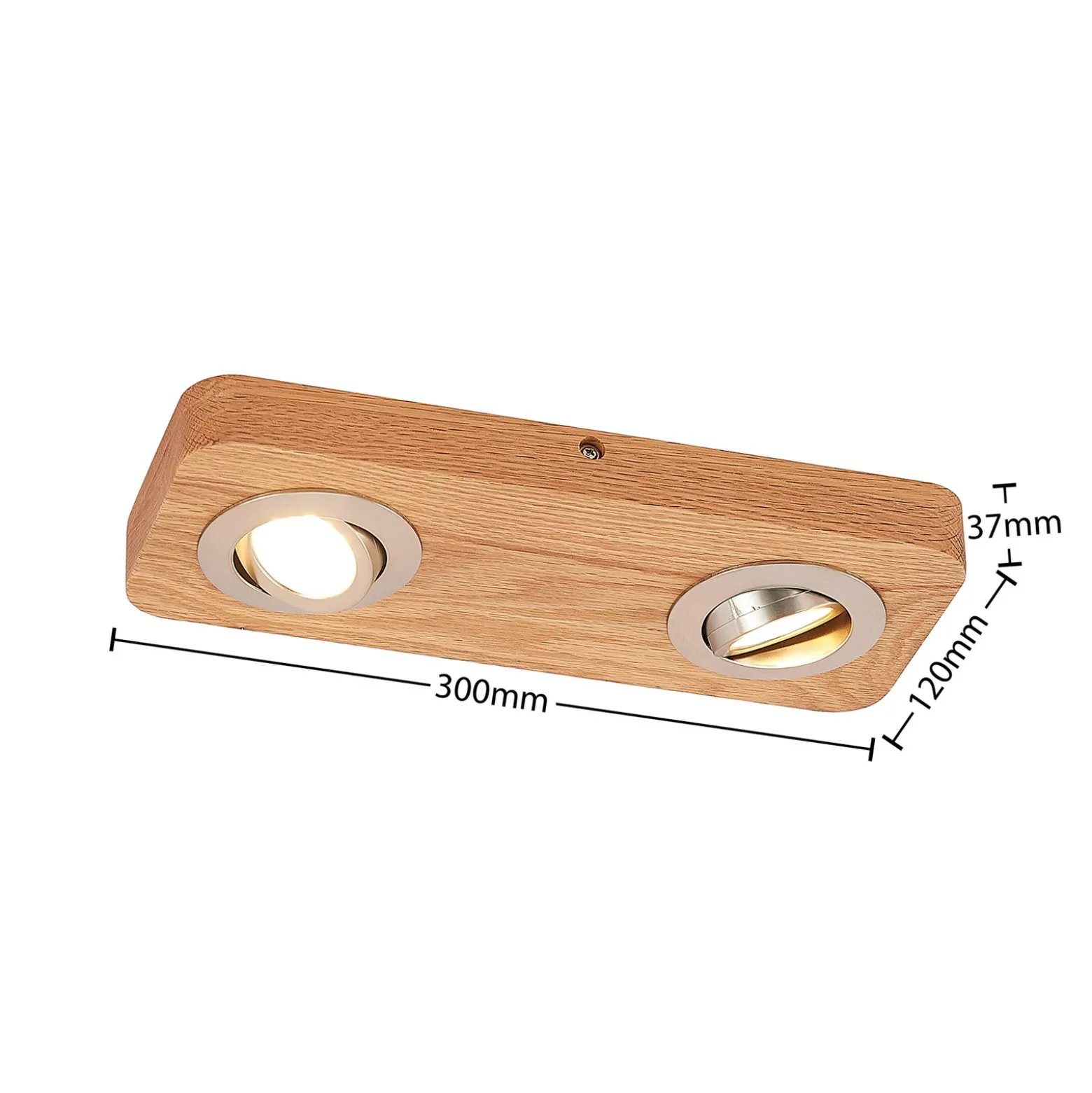 Plafón LED Lindby Mikari, 30 cm, madera, orientable