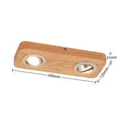 Plafón LED Lindby Mikari, 30 cm, madera, orientable