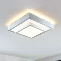 Plafón LED Lindby Mirco, 32 cm, angular, aluminio