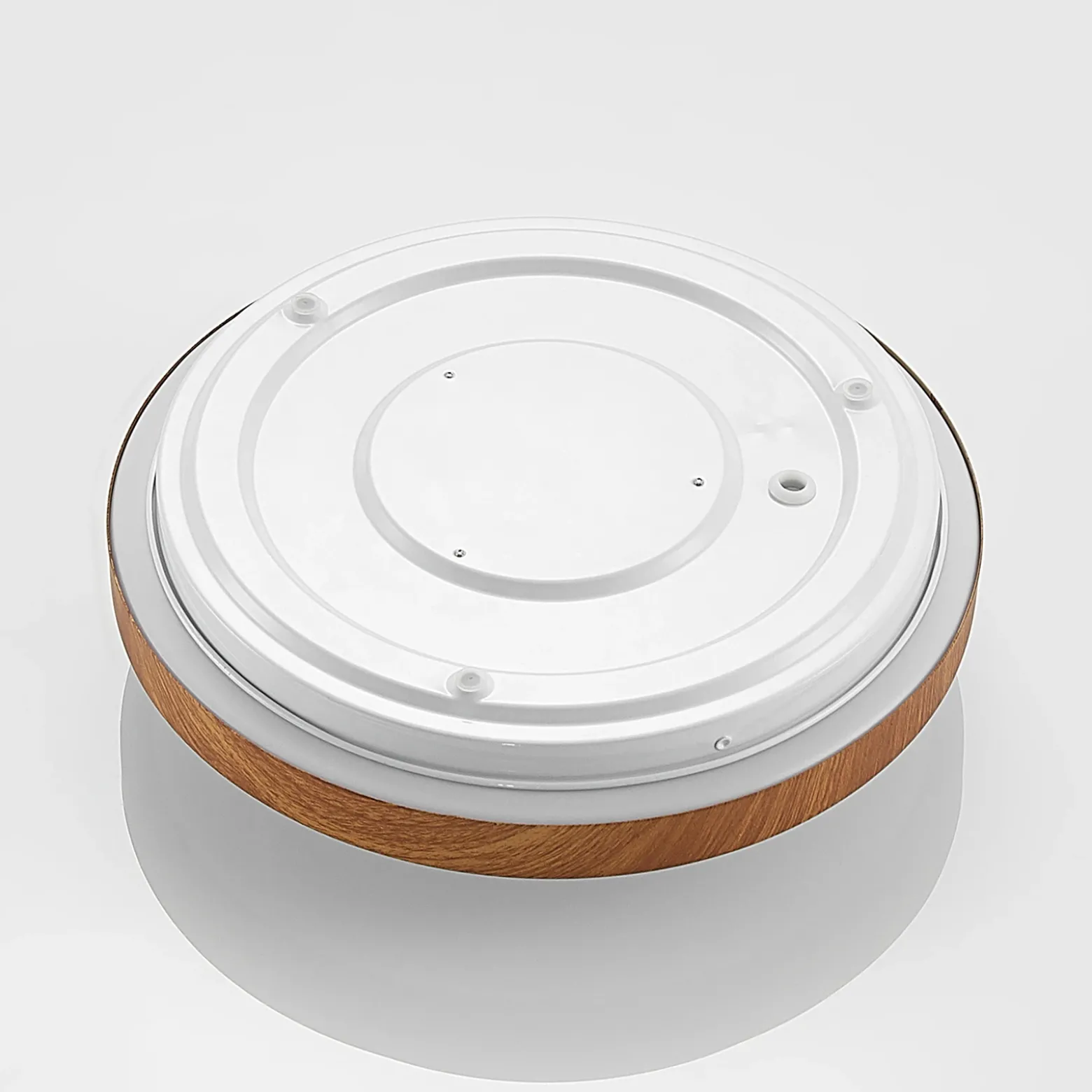 Plafón LED Lindby Mynte, Ø30 cm, aspecto de madera, plástico