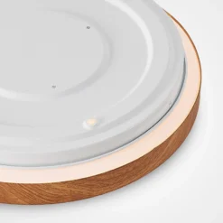 Plafón LED Lindby Mynte, Ø30 cm, aspecto de madera, plástico