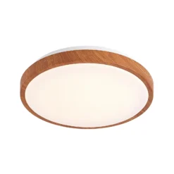 Plafón LED Lindby Mynte, Ø30 cm, aspecto de madera, plástico