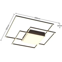 Plafón LED Lindby Nelinka, 60 cm, negro, aluminio