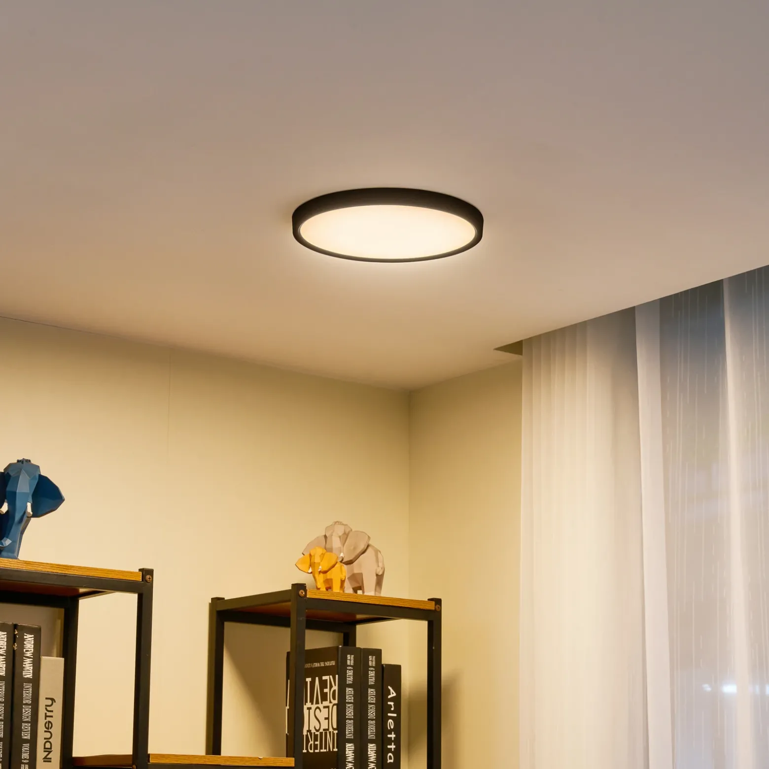 Plafón LED Lindby Pravin, Ø 30 cm, CCT, negro