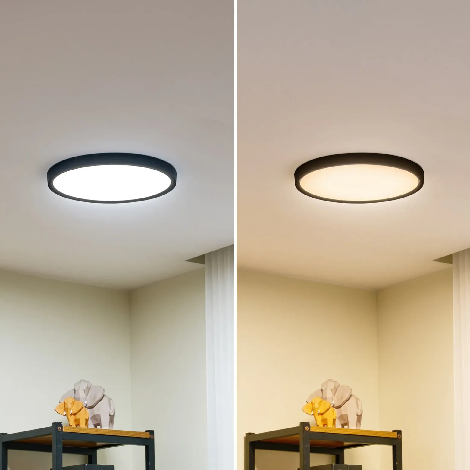 Plafón LED Lindby Pravin, Ø 30 cm, CCT, negro