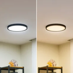 Plafón LED Lindby Pravin, Ø 30 cm, CCT, negro