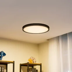 Plafón LED Lindby Pravin, Ø 50 cm, 3.000 K, negro