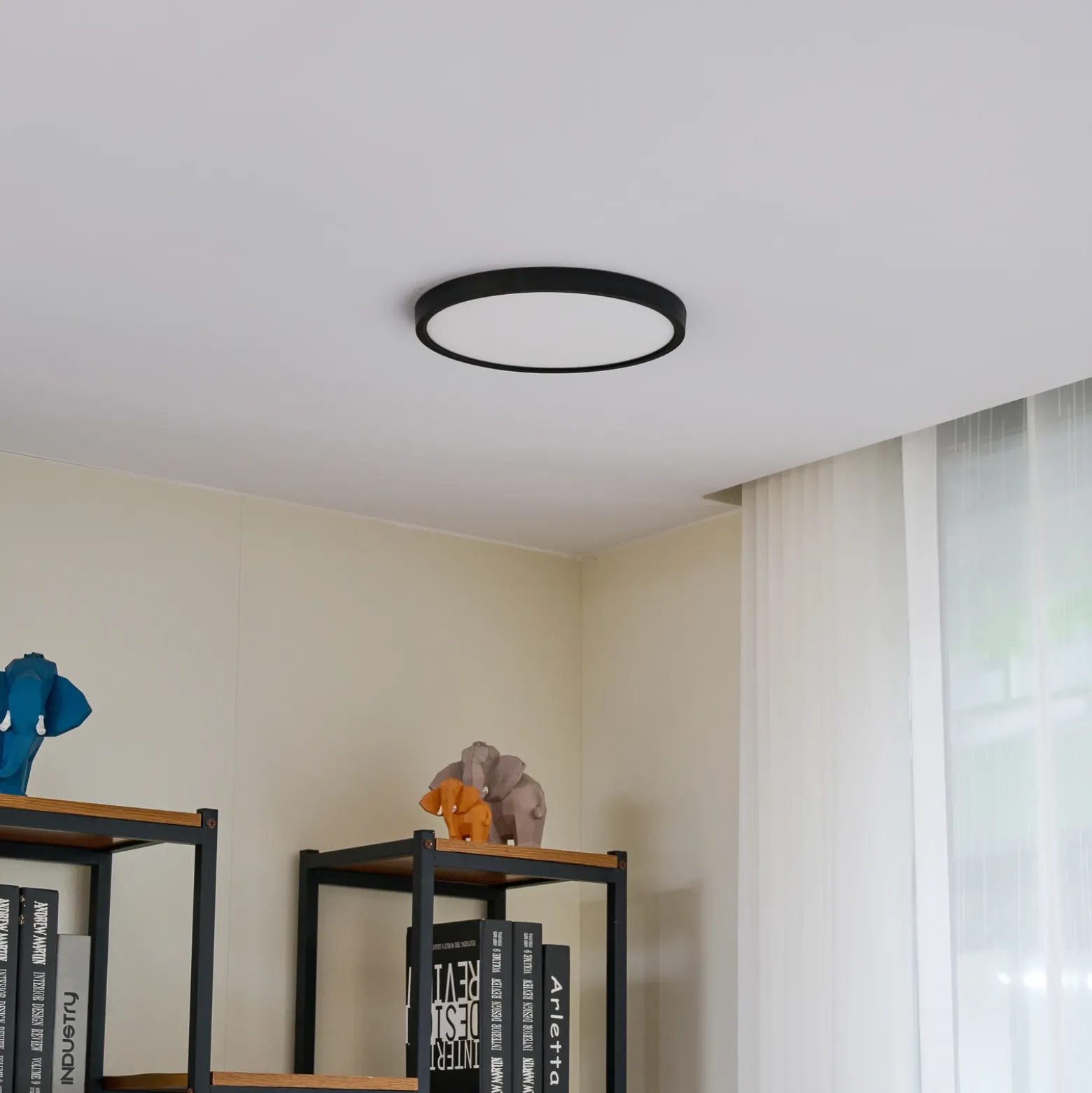 Plafón LED Lindby Pravin, Ø 30 cm, 3.000 K, negro