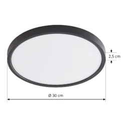Plafón LED Lindby Pravin, Ø 30 cm, 3.000 K, negro