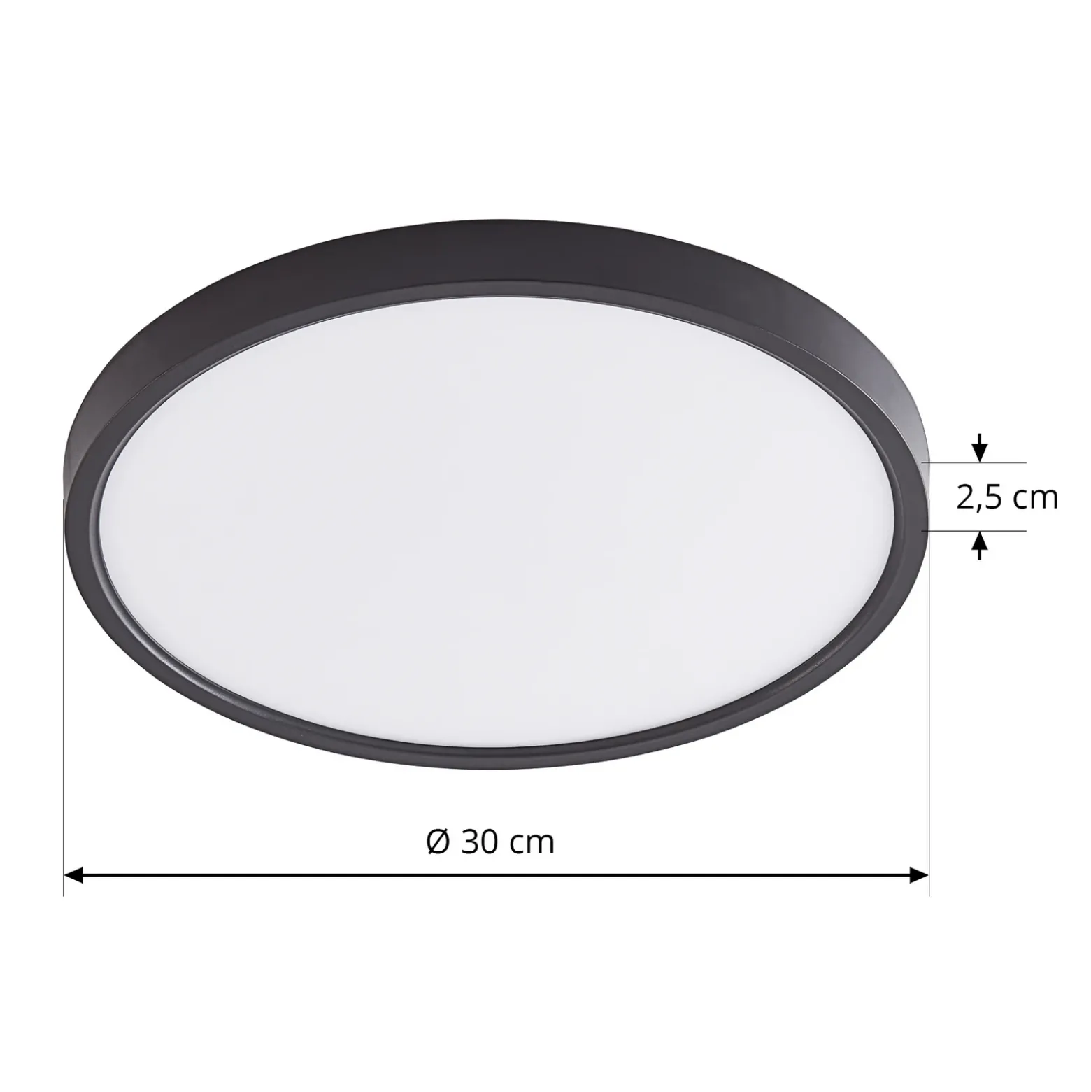 Plafón LED Lindby Pravin, Ø 30 cm, 3.000 K, negro