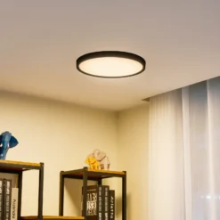 Plafón LED Lindby Pravin, Ø 40 cm, 3.000 K, negro