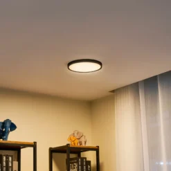 Plafón LED Lindby Pravin, Ø 23 cm, 3.000 K, negro