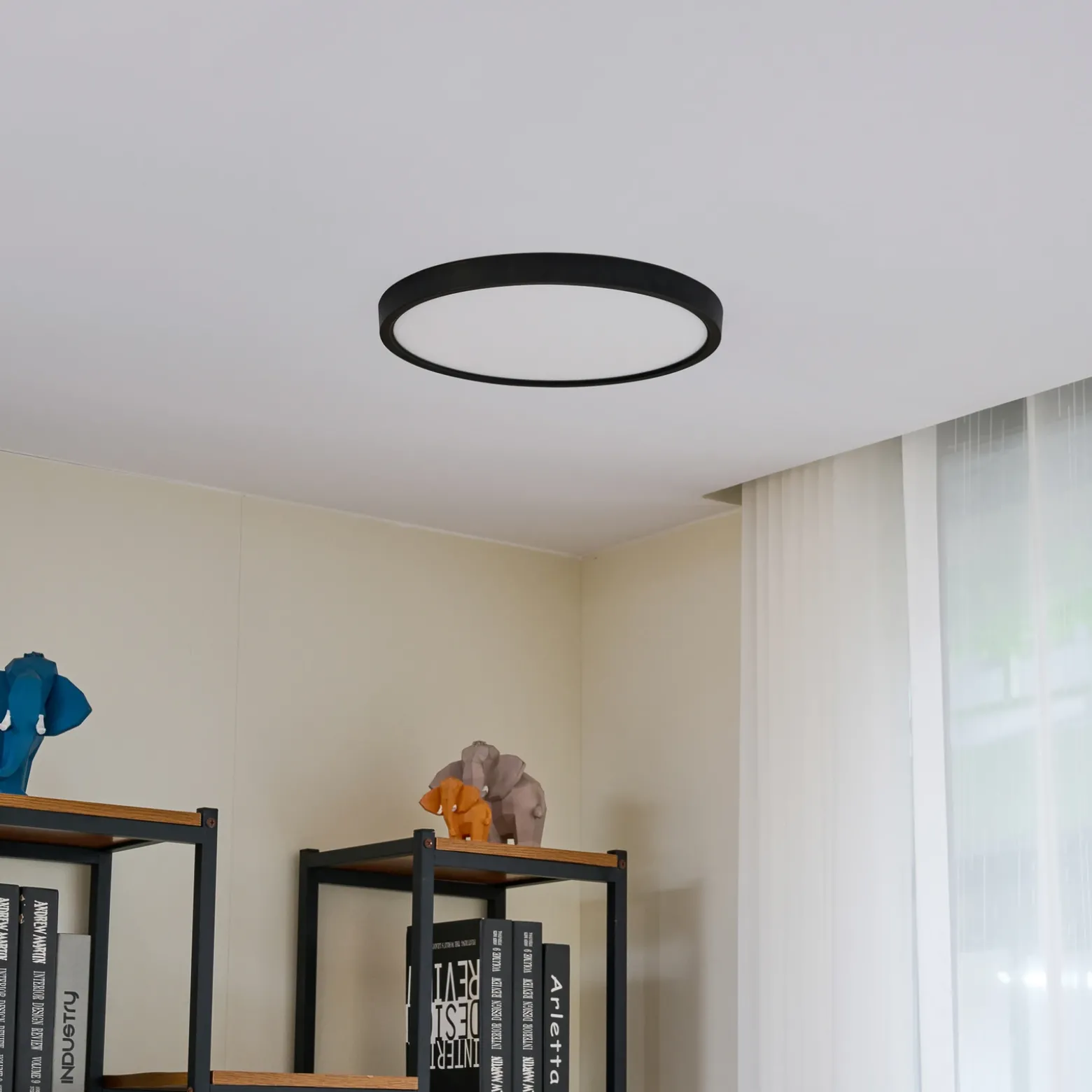 Plafón LED Lindby Pravin, Ø 40 cm, 3.000 K, negro
