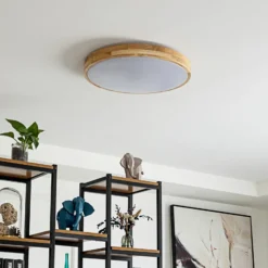 Plafón LED Lindby Smart Innes Madera Ø51cm RGB CCT Tuya