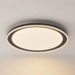 Plafón LED Lindby Verdan, negro, metal, atenuable, CCT