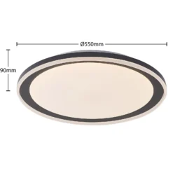 Plafón LED Lindby Verdan, negro, metal, atenuable, CCT
