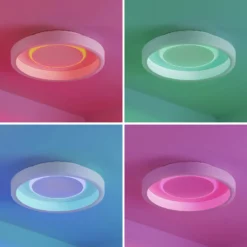 Plafón LED Lindby Wikani, blanco, RGB, CCT, atenuable