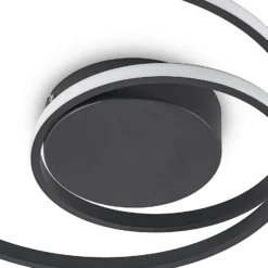 Plafón LED Lindby Youna, negro, aluminio, 39 cm, atenuable