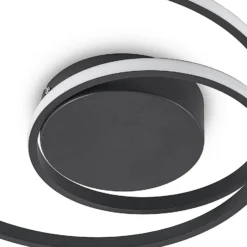 Plafón LED Lindby Youna, negro, aluminio, 39 cm, atenuable