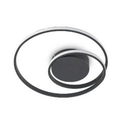 Plafón LED Lindby Youna, negro, aluminio, 39 cm, atenuable